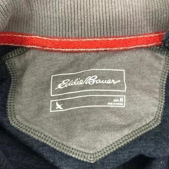 EDDIE BAUER SWEATER MENS MEDIUM COTTON BLEND THICK KNIT 1/4 ZIP PULLOVER - Picture 2 of 12